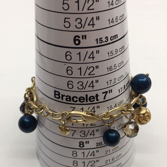 Brighton Bracelet Contempo Chic Gold & Navy Blue Faux Pearls Crystals - Picture 9 of 16